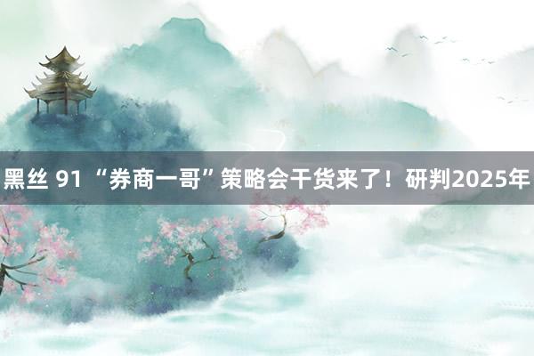 黑丝 91 “券商一哥”策略会干货来了！研判2025年