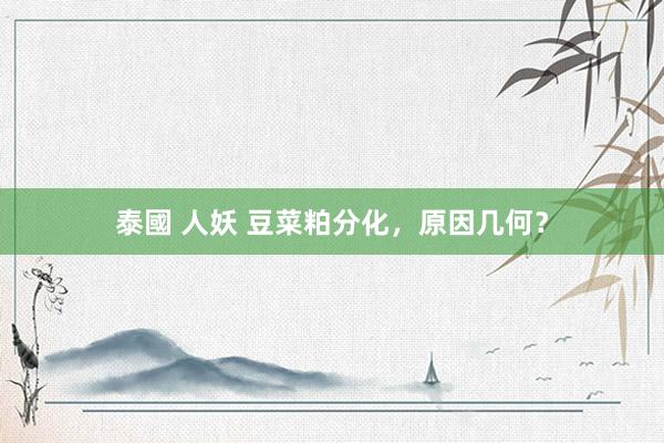 泰國 人妖 豆菜粕分化，原因几何？